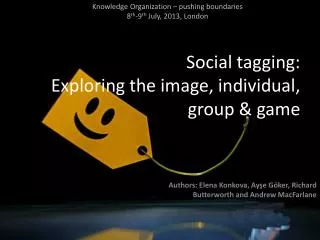 Social tagging: Exploring the image, individual, group &amp; game