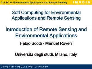 Fabio Scotti - Manuel Roveri Universit à degli studi, Milano, Italy