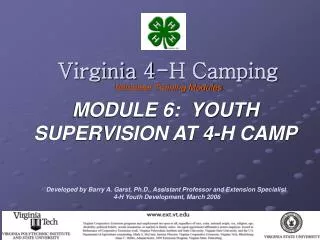 Virginia 4-H Camping Volunteer Training Modules