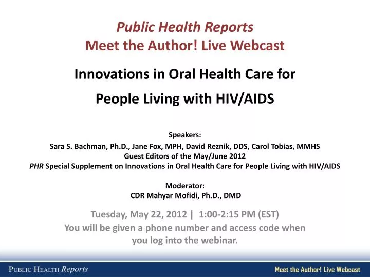 public health reports meet the author live webcast