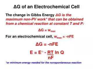 ? G of an Electrochemical Cell