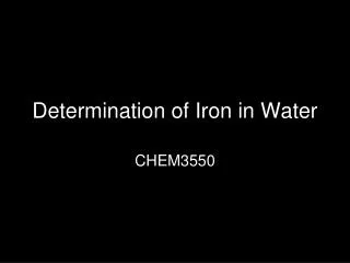 Determination of Iron in Water