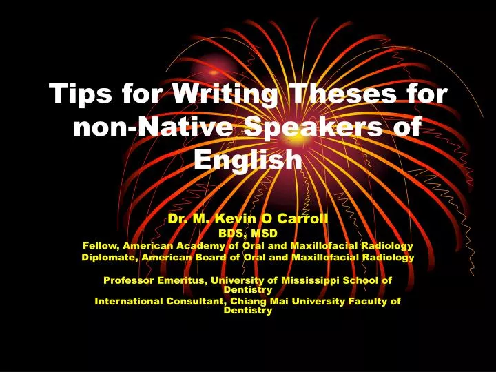 tips for writing theses for non native speakers of english