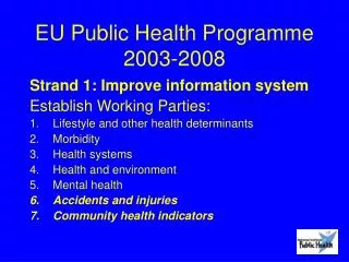 EU Public Health Programme 2003-2008