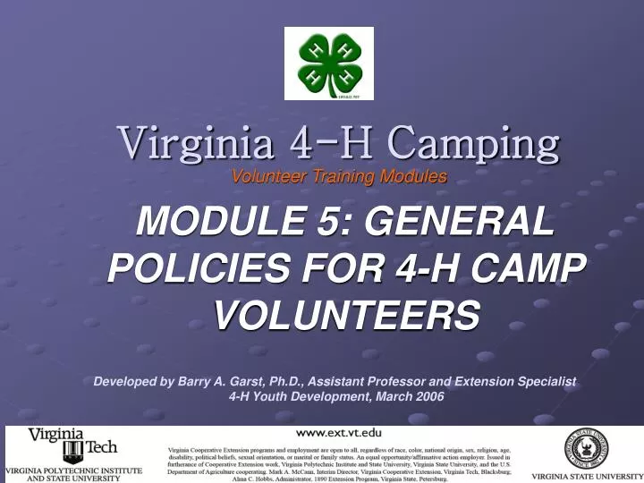 virginia 4 h camping volunteer training modules