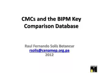 CMCs and the BIPM Key Comparison Database