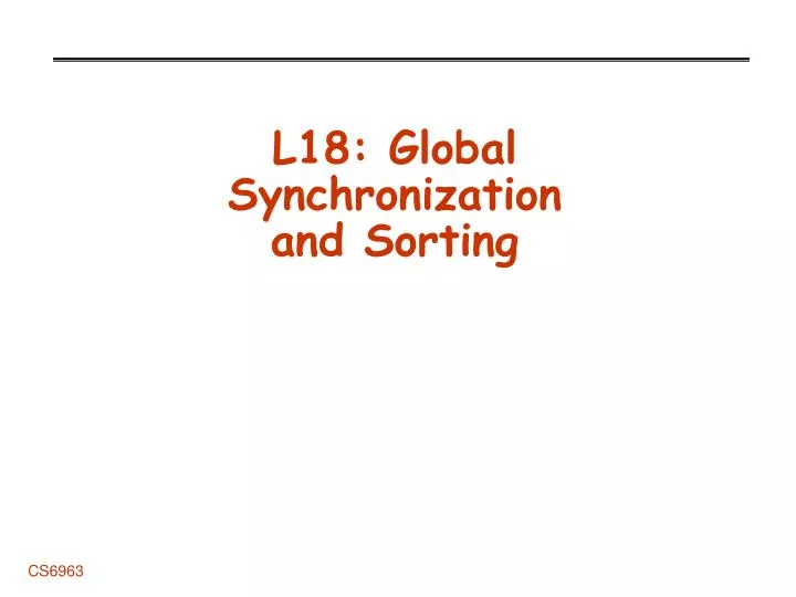 l18 global synchronization and sorting