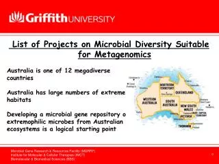 Australia is one of 12 megadiverse countries Australia has large numbers of extreme habitats