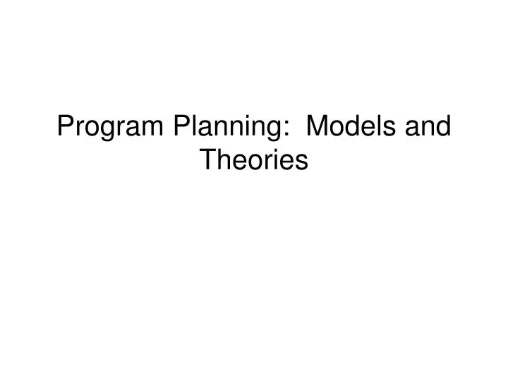 program planning models and theories