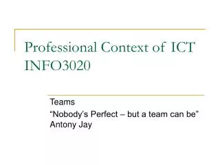 Professional Context of ICT INFO3020
