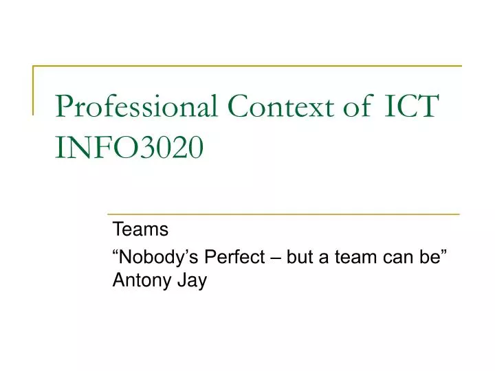 professional context of ict info3020