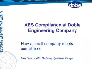 AES Compliance at Doble Engineering Company