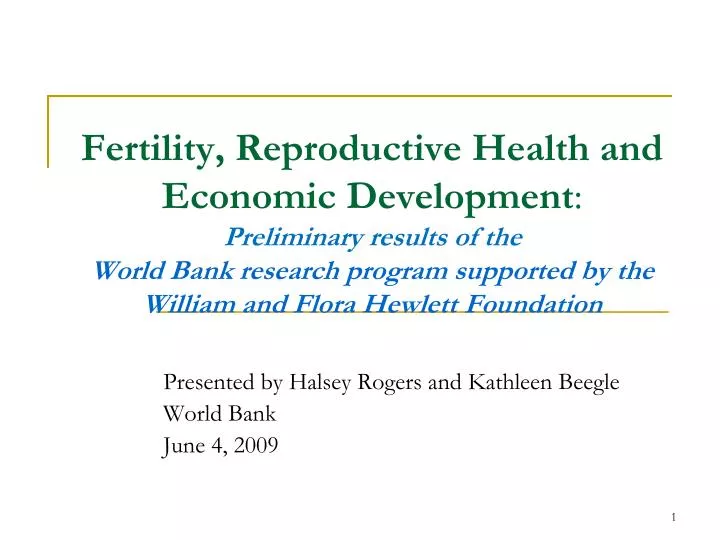presented by halsey rogers and kathleen beegle world bank june 4 2009