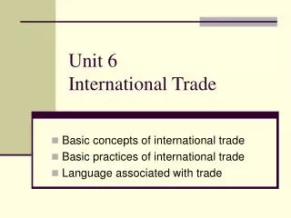 Unit 6 International Trade