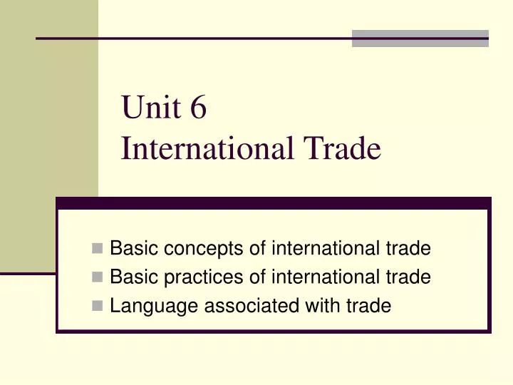 unit 6 international trade