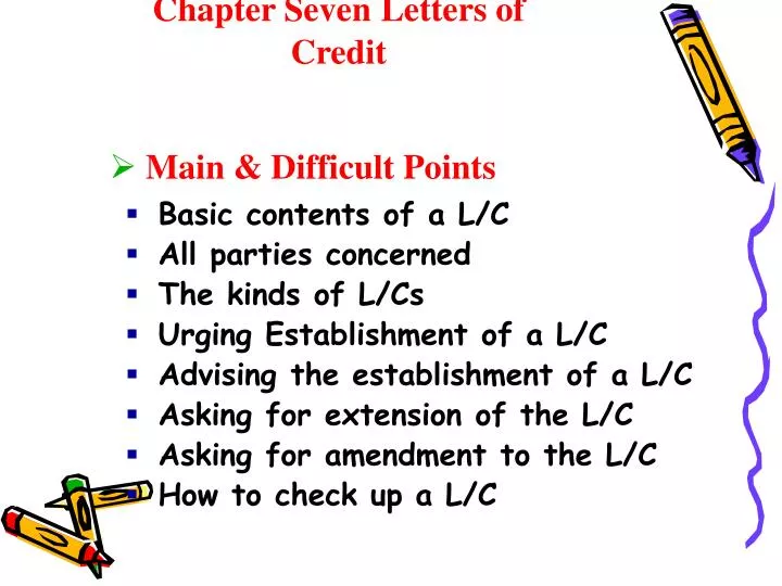 chapter seven letters of credit
