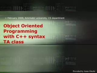 Object Oriented Programming with C++ syntax TA class
