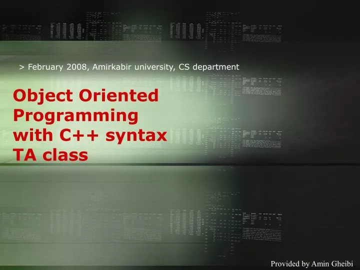 object oriented programming with c syntax ta class