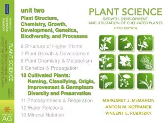 unit two Plant Structure, Chemistry, Growth, Development, Genetics, Biodiversity, and Processes