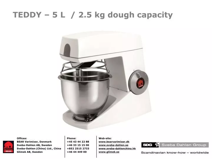 teddy 5 l 2 5 kg dough capacity