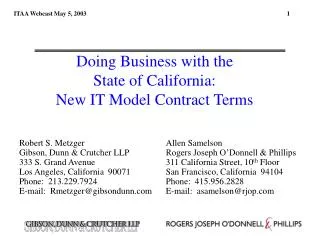 Doing Business with the State of California: New IT Model Contract Terms