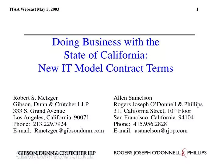 doing business with the state of california new it model contract terms