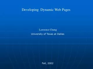 Developing Dynamic Web Pages