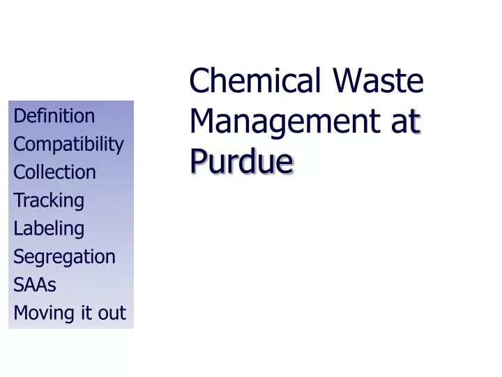 chemical waste management a t purdue