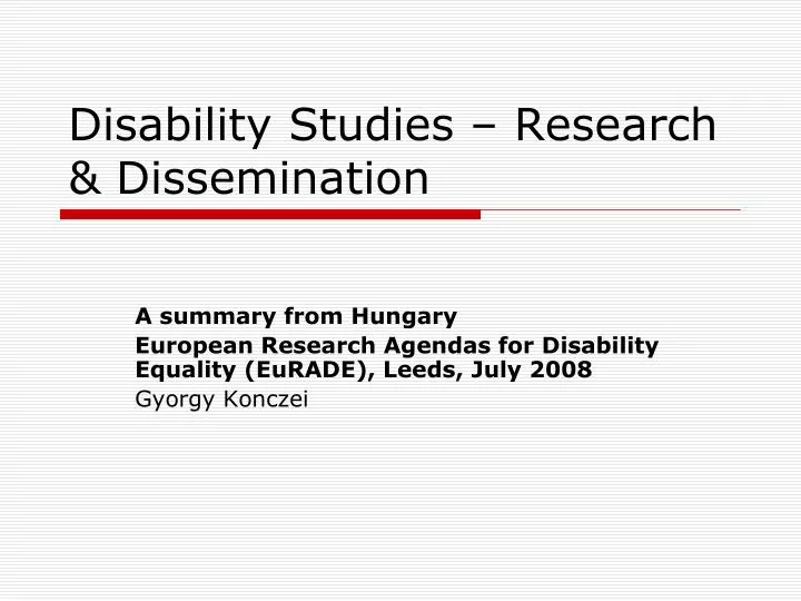 disability studies research dissemination