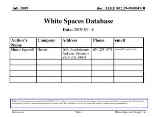 White Spaces Database