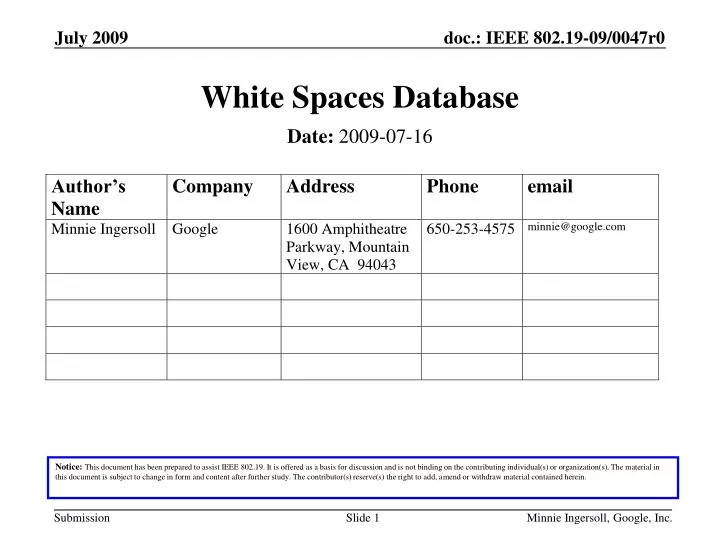 white spaces database
