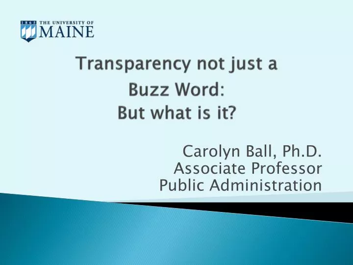 transparency not just a buzz word but what is it