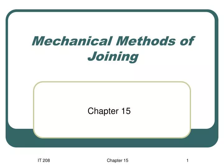 mechanical methods of joining
