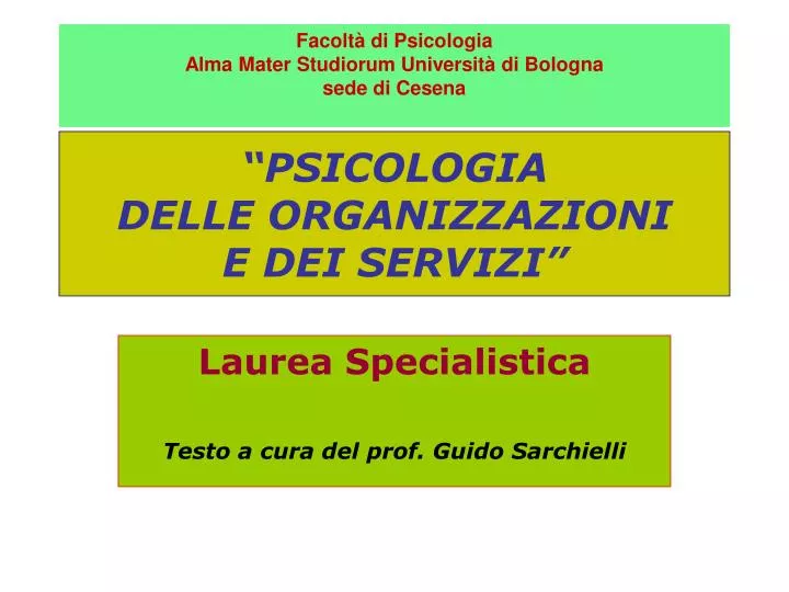 psicologia delle organizzazioni e dei servizi