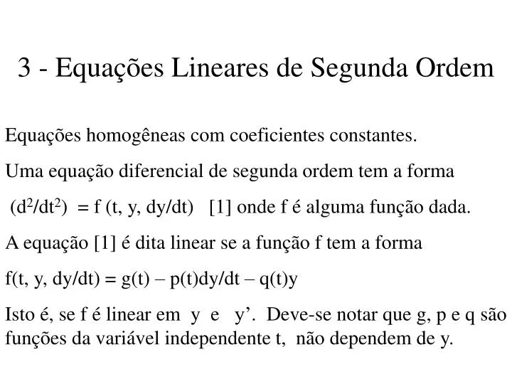 3 equa es lineares de segunda ordem