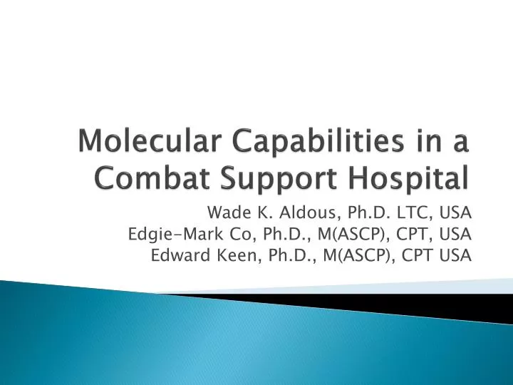 molecular capabilities in a combat support hospital