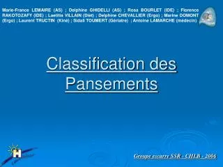 classification des pansements