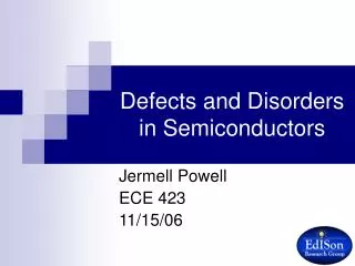 Defects and Disorders in Semiconductors