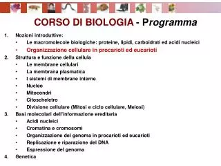 corso di biologia p rogramma