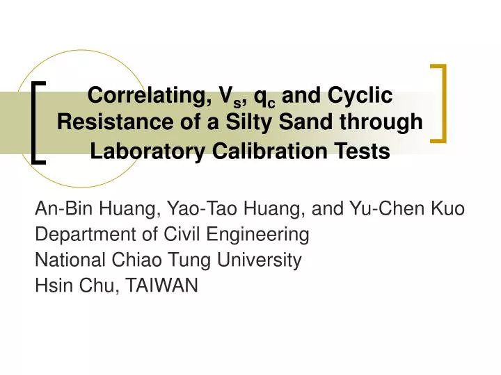 correlating v s q c and cyclic resistance of a silty sand through laboratory calibration tests