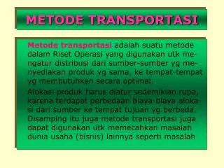 metode transportasi