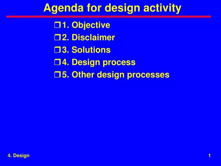 agenda for design activity