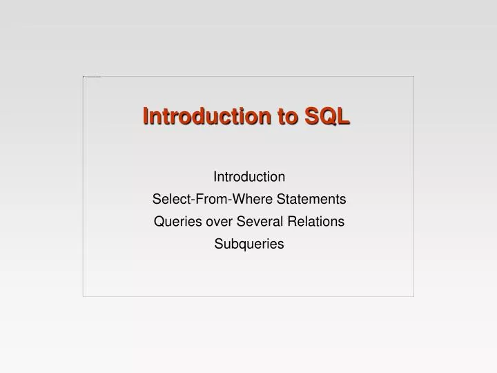 introduction to sql