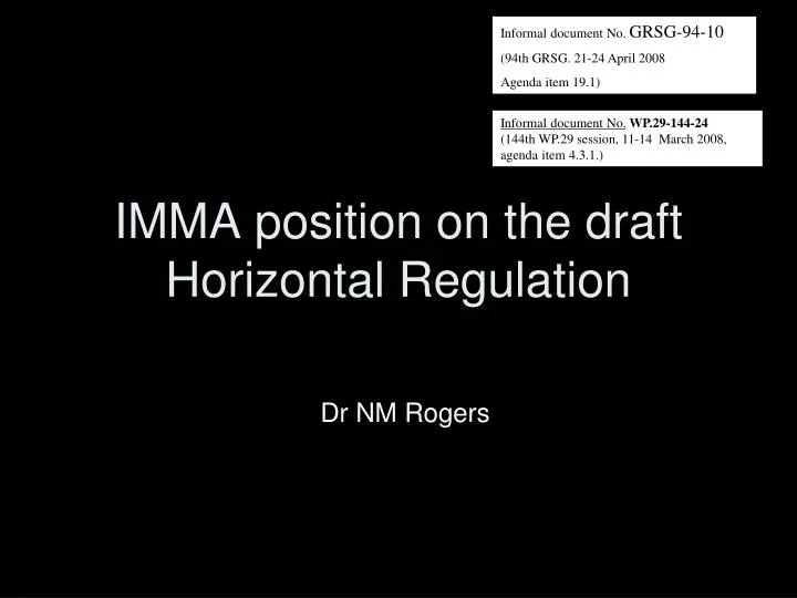 imma position on the draft horizontal regulation