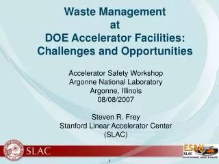 Waste Management at DOE Accelerator Facilities: Challenges and Opportunities