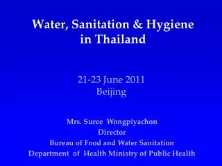 Water, Sanitation &amp; Hygiene in Thailand