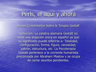 perls el aqu y ahora