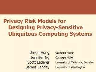 Privacy Risk Models for Designing Privacy-Sensitive Ubiquitous Computing Systems