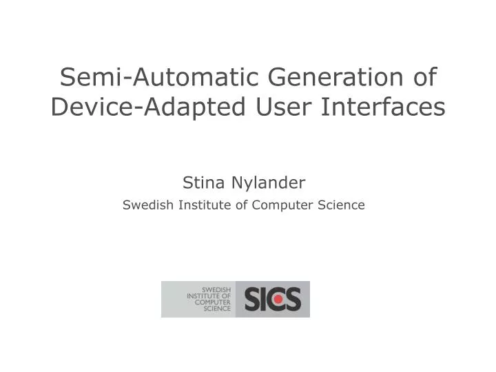 semi automatic generation of device adapted user interfaces