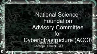 National Science Foundation Advisory Committee for CyberInfrastructure (ACCI)